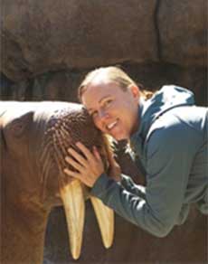 Holley Muraco with a walrus